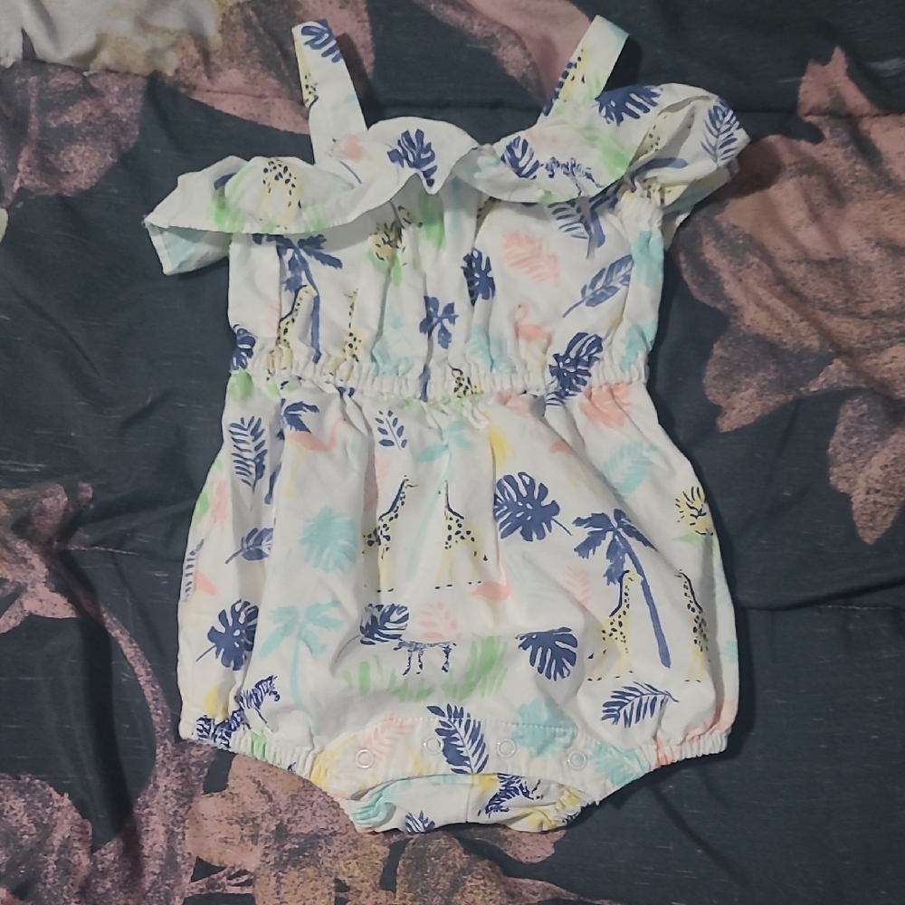 Janie and Jack Pastel Leaf Print Baby Romper 6-12 Months